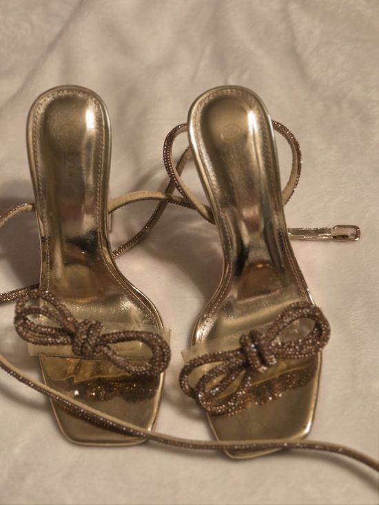 Alice + Olivia Shoes - Alice + Olivia Metallic Gold Bow Strappy High-Heels